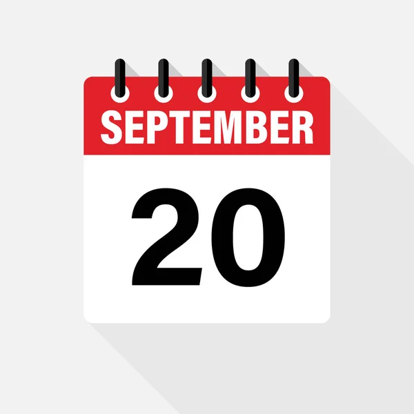 September. Vektor flaches Kalendersymbol. Datum und Uhrzeit, Tag und Monat. Urlaub — Stockvektor