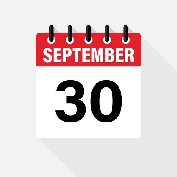Września. Wektorowa płaska ikona kalendarza dziennego. Data i godzina, dzień, miesiąc. Holiday — Wektor stockowy