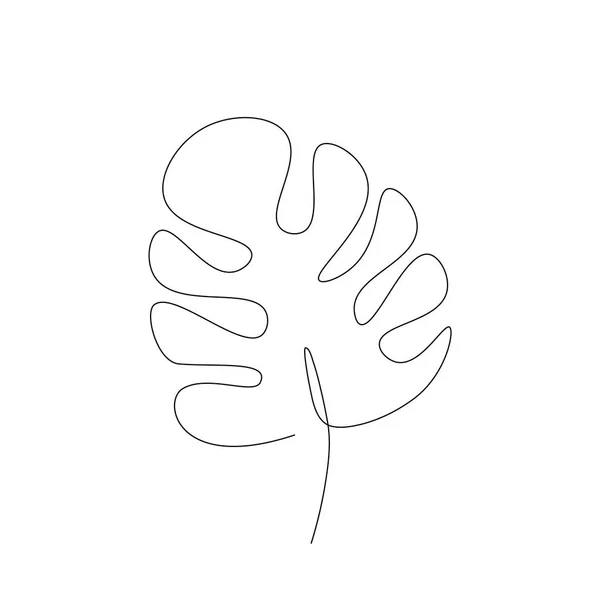 Blad één lijntekening. Doorlopende lijn. Hand getekende minimalistische illustratie, Vector. — Stockvector