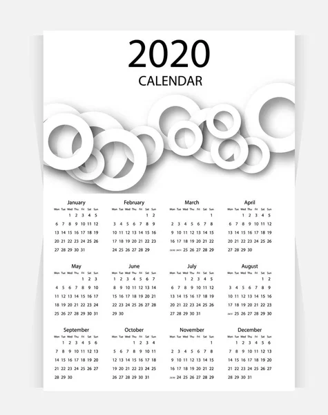 Vector calendar 2020 new design — Stock Vector