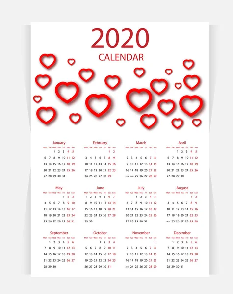 Vector calendario 2020 nuevo diseño — Archivo Imágenes Vectoriales