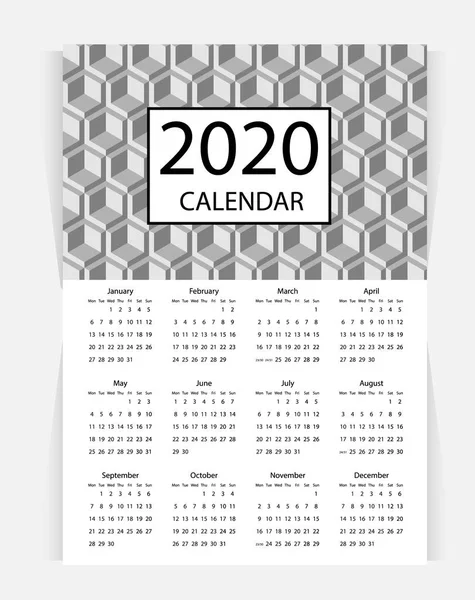 Векторный календарь 2020 — стоковый вектор