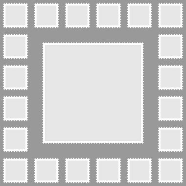 Posta pulları vektör vintage sınır posta posta. Damgalı kağıt.