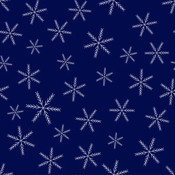 Naadloze vector winter kerst patroon in sneeuwvlokken — Stockvector