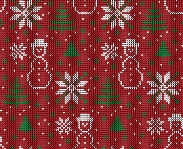 Navidad tejida y Año Nuevo patrón jersey noruego — Vector de stock