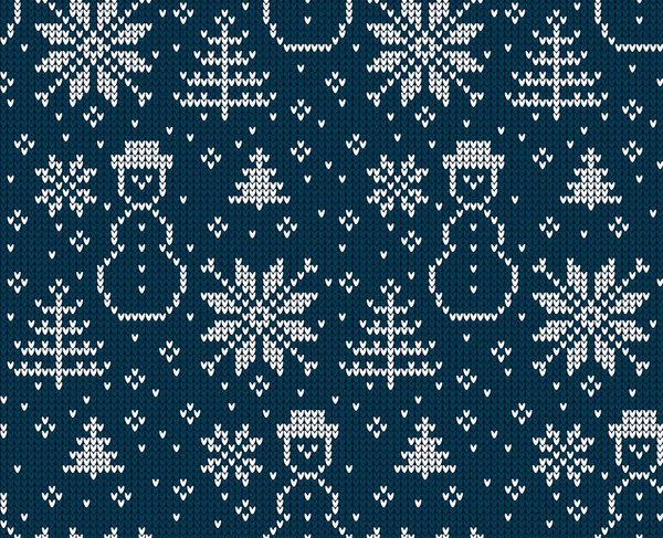 Gestrickte Weihnachten und neue Jahresnorwegische Pullover Muster — Stockvektor