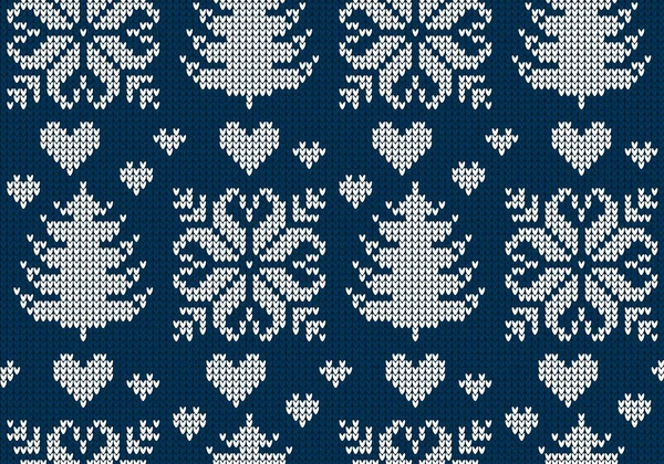 Gestrickte Weihnachten und neue Jahresnorwegische Pullover Muster — Stockvektor