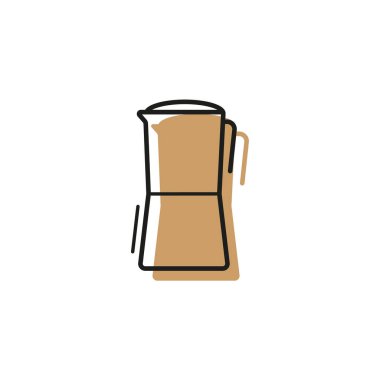 Beyaz arkaplanda kahve simgesi çizgisi sanat simgesi