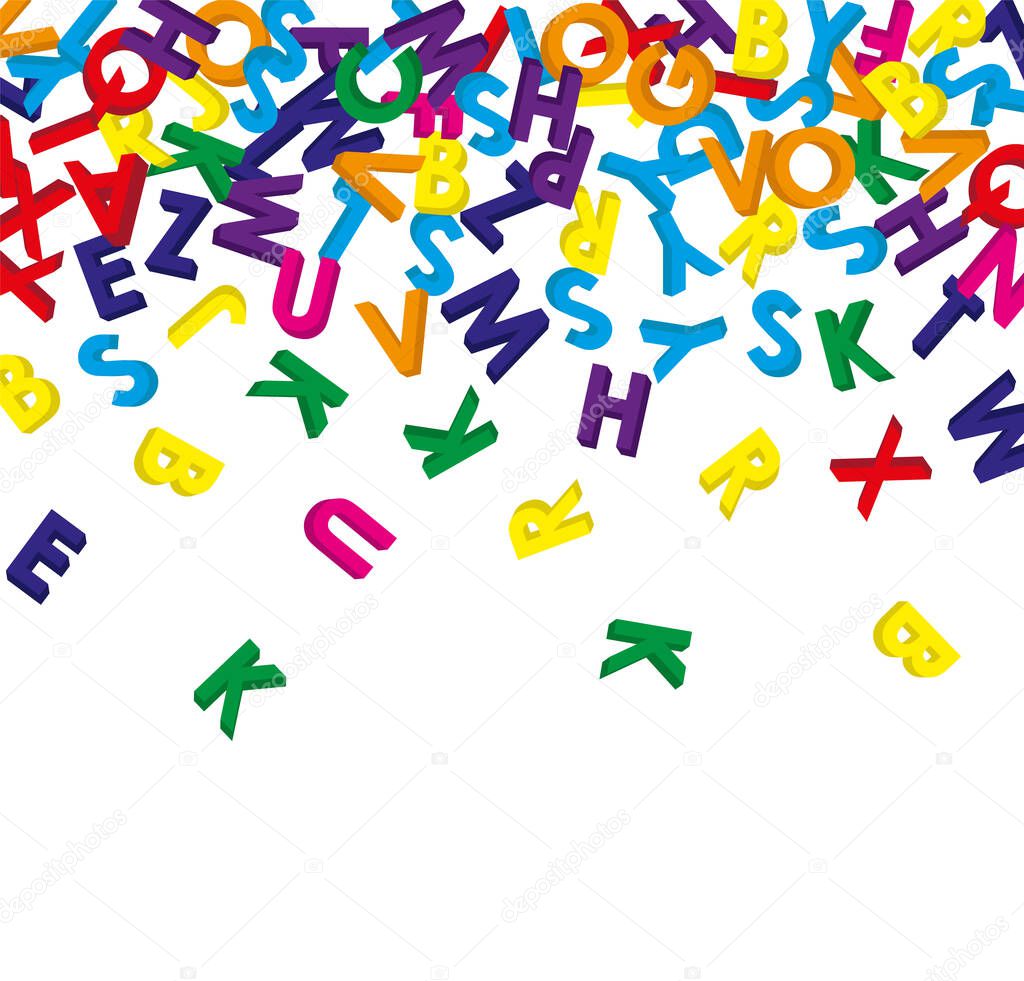 3D COLORED ENGLISH ALPHABETS RANDOMLY SCATTER