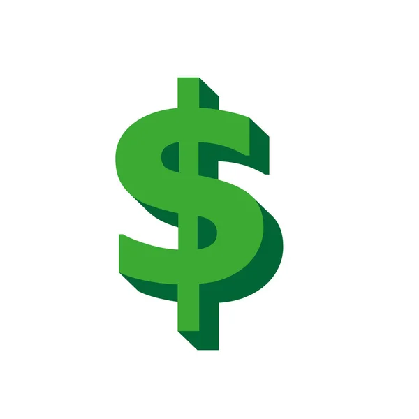 Vector pictogram 3d dollar op witte achtergrond — Stockvector