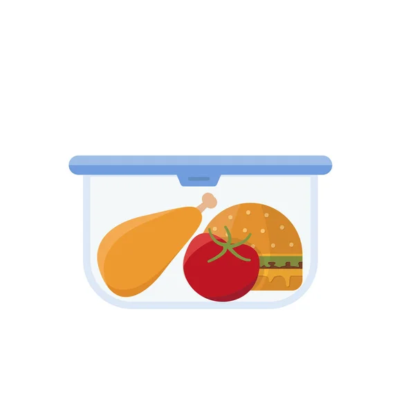 午餐盒和袋装病媒 健康学校午餐食物为孩子 孤立平面卡通图解脑 — 图库矢量图片