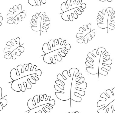 Beyaz zemin üzerinde tropikal yapraklar olan kusursuz desen