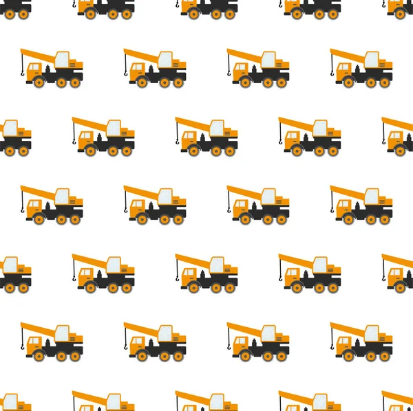 Nahtloses Muster mit Bauspuren: Dipper, Bulldozer, Traktor, Bagger, Betonmischer. Flat Vector Illustration. eps — Stockvektor