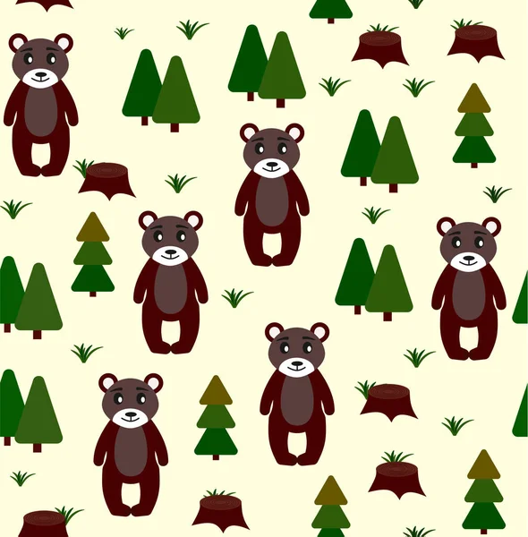 Modèle Vectoriel Scandinave Animaux Ours Wigwam Montagnes Ascétiques Eps — Image vectorielle