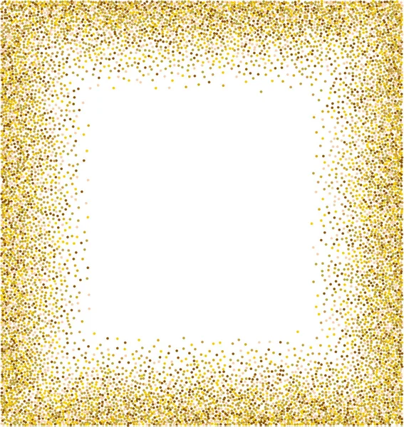 テキストのための空の中心を持つ黄金のスプラッシュや輝く角度フレーム 白い背景に小さな丸いドットで作られた黄金の輝く円 ベクターイラスト Eps — ストックベクタ