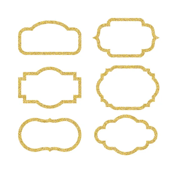 Gouden Sprankelingen Wit Frame Gouden Glitter Achtergrond Shine Achtergrond Voor — Stockvector