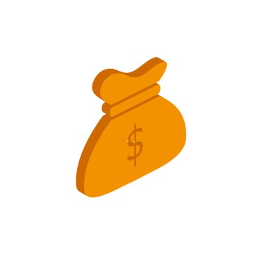 Beyaz arkaplanda vektör simgesi para çantası izometrik işareti izole edildi. eps