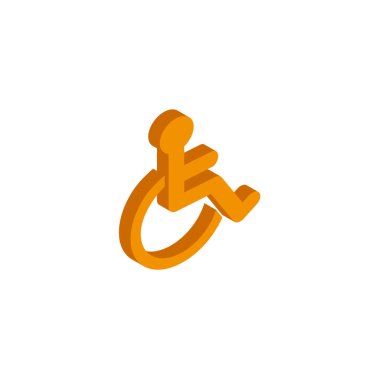 Beyaz arkaplan üzerindeki vektör izometrik pasifleştirilmiş engelli simgesi