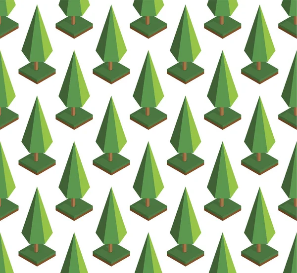 木の等方ベクトルパターンのシームレスなパターン 白い背景の上の森 — ストックベクタ