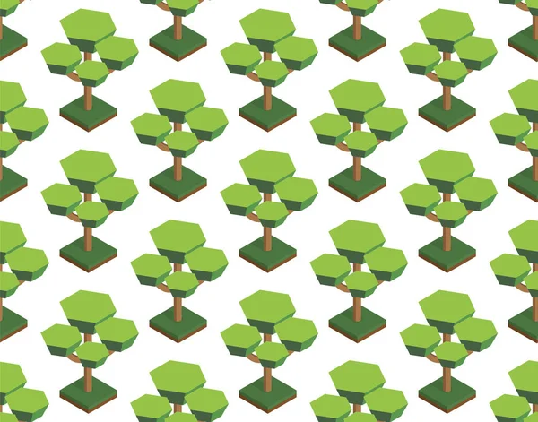 Nahtlose Vektormuster Bäumen Isometrisch Wald Auf Weißem Hintergrund — Stockvektor