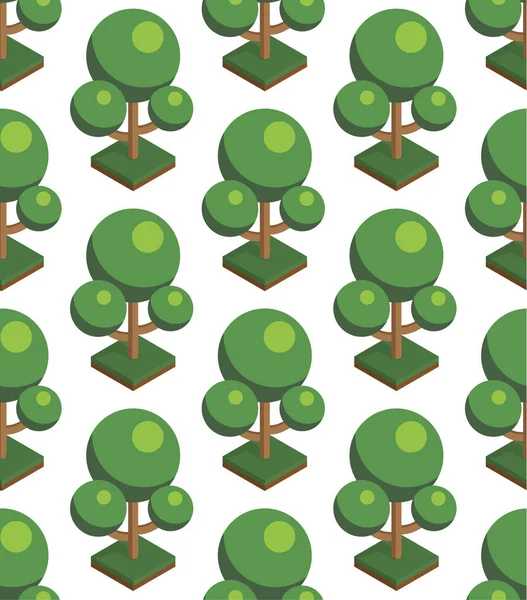 无缝线矢量图案在树上等距分布 白色背景上的森林 — 图库矢量图片