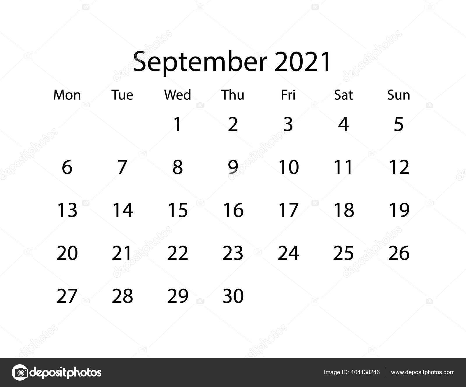 Calendrier Vectoriel Pour Mois Septembre 21 Sur Fond Blanc Image Vectorielle Par Pvl0707 C Illustration