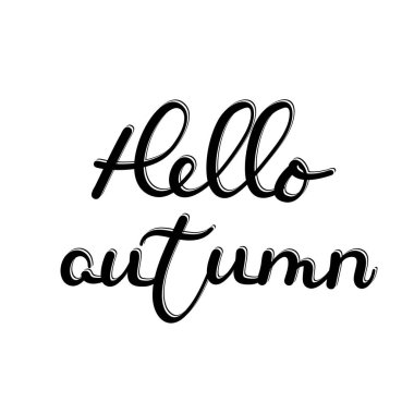 Merhaba sonbahar vektör illüstrasyonu. Pankartlar için merhaba sonbahar metninin vektör çizimi. Merhaba sonbahar el yazısı geçmişi. Merhaba sonbahar harfleri tipografi posteri. Kartlar, yazılar, kapaklar için iyi.