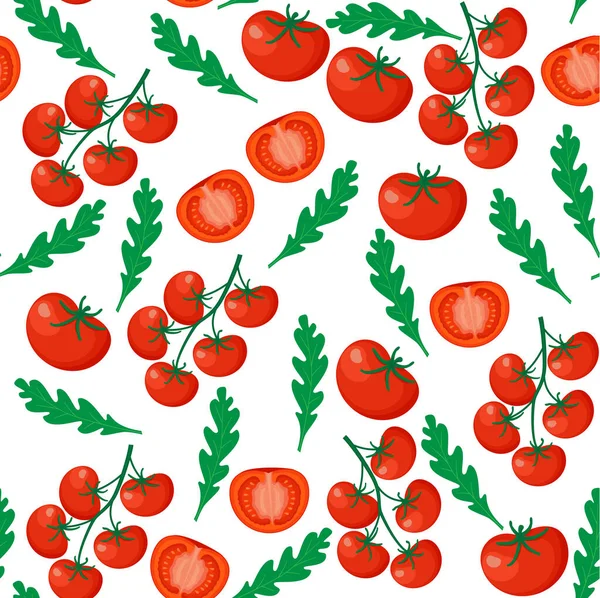 Sfondo Senza Soluzione Continuità Pomodori Maturi Tritati Isolati Sfondo Bianco — Vettoriale Stock