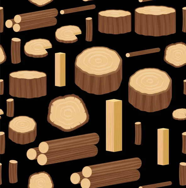 木のログ 幹や板とシームレスなベクトルパターン 林業や木材産業の背景 Eps — ストックベクタ