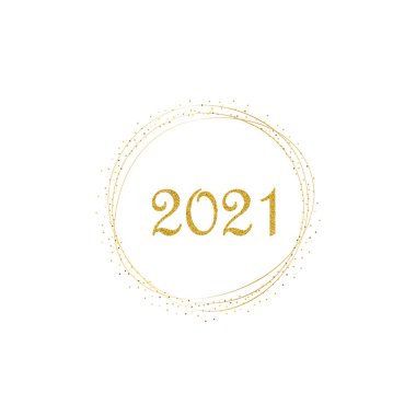 2021 yazısıyla altın konfeti, mutlu yıllar. Eps 10 vektör dosyası.