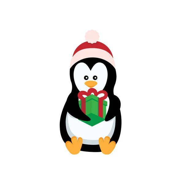 Pingüino Navidad Animales Nieve Divertidos Lindos Pingüinos Bebé Personajes Dibujos — Archivo Imágenes Vectoriales