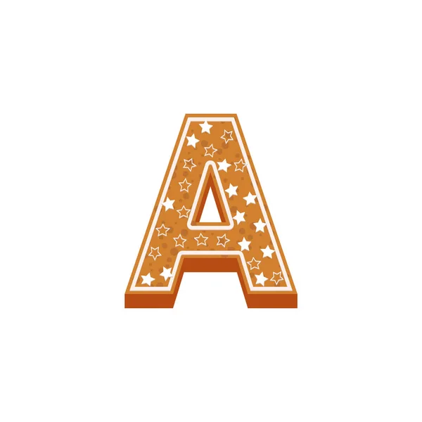 Рождественское Новогоднее Алфавитное Печенье Векторной Иллюстрацией Глазури Изолированные Текстурированные Буквы — стоковый вектор