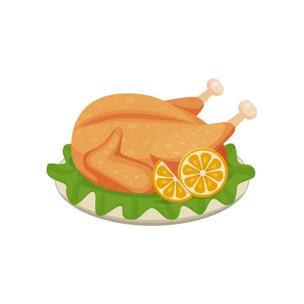 Bakad Kalkon För Thanksgiving Day Traditionell Mat Thanksgiving Turkiet Med — Stock vektor