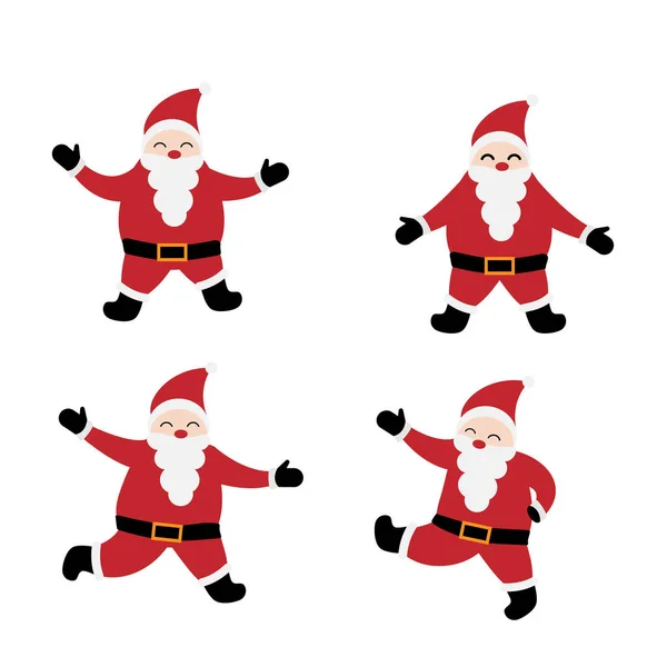 Postavte Santa Clause Bílé Pozadí Vektorová Ilustrace Pro Retro Vánoční — Stockový vektor