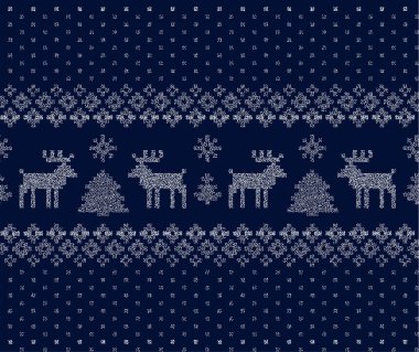 Penguen vektör illüstrasyonunda yeni yıl desenleri pikseli