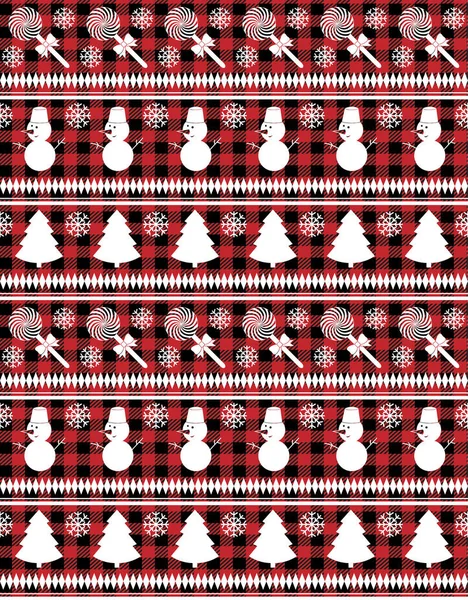 Тлі Музичної Сторінки Buffalo Plaid Christmas Jingle Bells Фестивальний Зразок — стоковий вектор