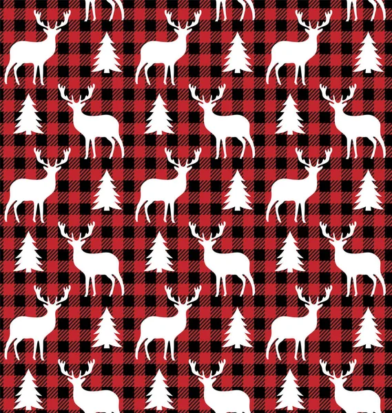 Buffalo Cuadros Navidad Jingle Bells Fondo Página Música Patrón Festivo — Vector de stock