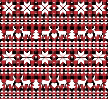 Müzik sayfasının arka planında ekose Noel çanları var. Şenlikli, kusursuz desen. Vektör çizimi. eps