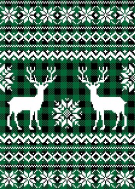 Buffalo Ekoseli 'nde Noel ve Yeni Yıl deseni. Tasarım ve yazdırma esp için şenlikli arkaplan