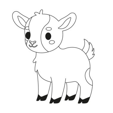 Sevimli çizgi film çocuğu keçi boyama sayfası. Çocuk boyası için sevimli bir çocuk keçi taslağı. Boyama kitapları ve çalışma kağıtları için mükemmel. Anahtar sözcükler.: