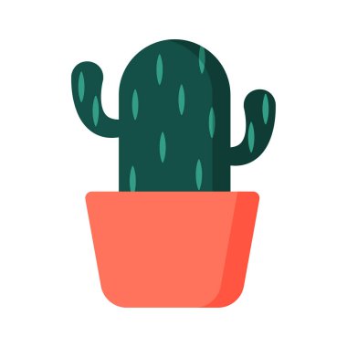 Kaktüs in the Pot Vector Illustration. Kaktüslü minimalist bir tencere. Doğal motifli iç mekanlar için mükemmel bir dekoratif aksan..