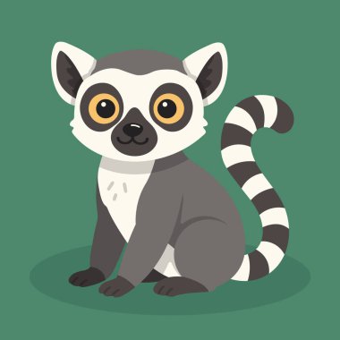 Çocuklar, çıkartmalar, çocuk resimleri ve eğitim projeleri için şirin lemur vektör hayvan çizimi