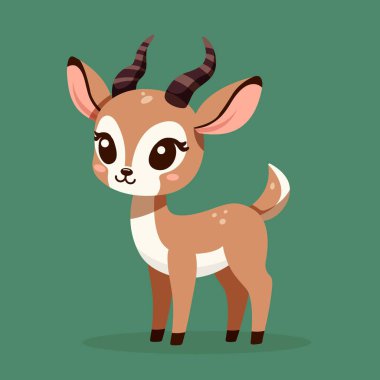 Çocuklar, çıkartmalar, çocuk resimleri, çocuk resimleri ve eğitim materyalleri için sevimli antilop vektör çizimi