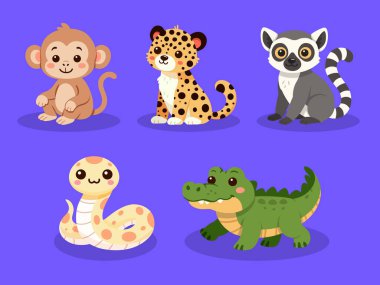 Şirin orman hayvanları vektör kümesi