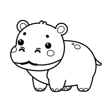 Şirin Hippo Vektör Resimleri Safari Renk Sayfası