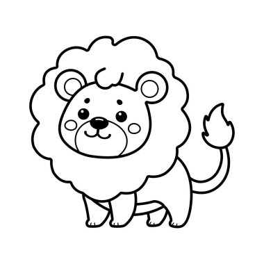 Şirin Aslan Vektör İllüstrasyon Safari Renk Sayfası