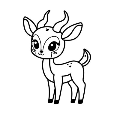 Sevimli Antilop Vektör Ana Hattı Safari Renk Sayfası