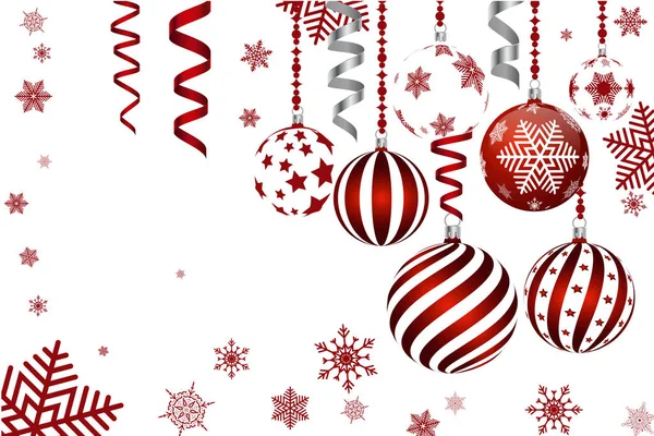 红色圣诞球和丝带 — 图库矢量图片