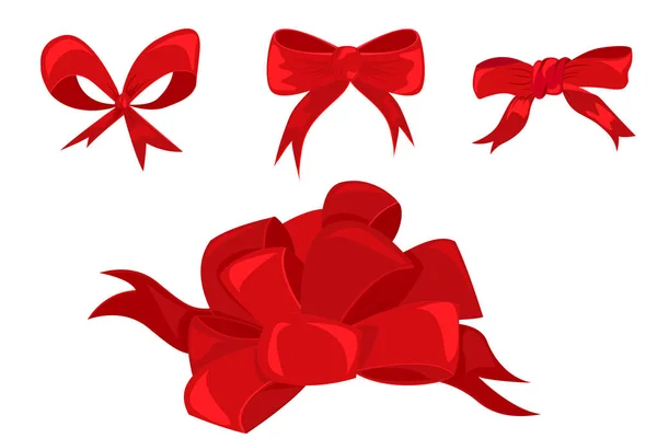 Red Christmas Bow Ribbon Isolated — Stock Vector