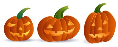 Beyaz arkaplanda Cadılar Bayramı balkabakları